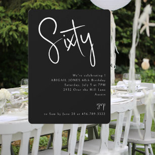 Simple Black 60th Birthday Party Invitation