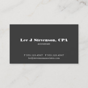 Simple Black Accountant CPA Business Card