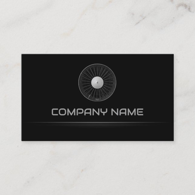 Simple Black Airplane Engine Airport Operations Business Card (Front)