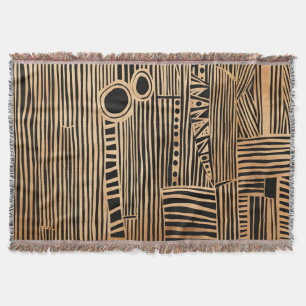 Simple Black and Beige Japandi Throw Blanket