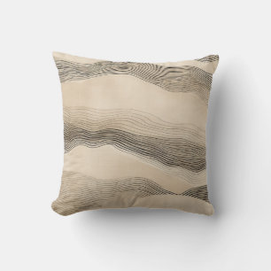 Simple Black and Beige Japandi Throw Pillow