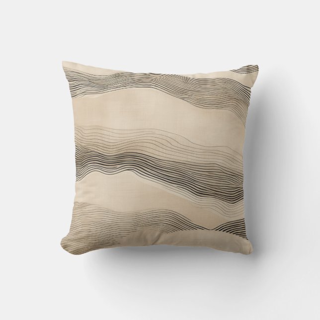 Simple Black and Beige Japandi Throw Pillow (Front)