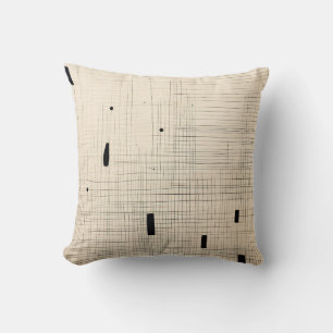 Simple Black and Beige Japandi Throw Pillow