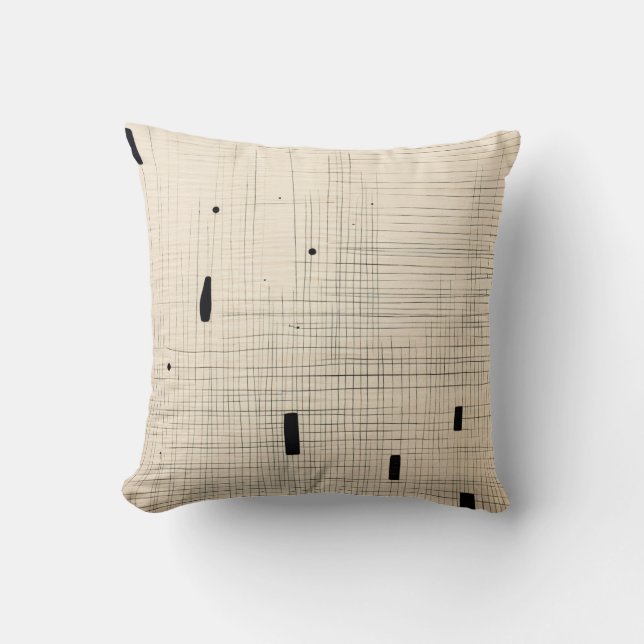 Simple Black and Beige Japandi Throw Pillow (Front)