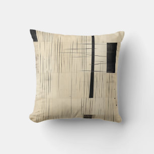 Simple Black and Beige Japandi Throw Pillow