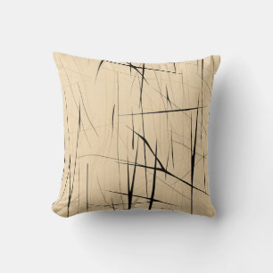 Simple Black and Beige Japandi Throw Pillow