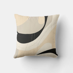 Simple Black and Beige Japandi Throw Pillow