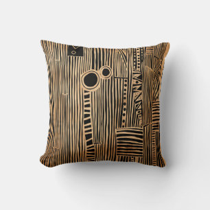 Simple Black and Beige Japandi Throw Pillow