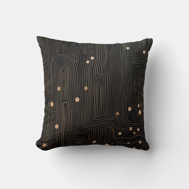 Simple Black and Beige Japandi Throw Pillow (Front)