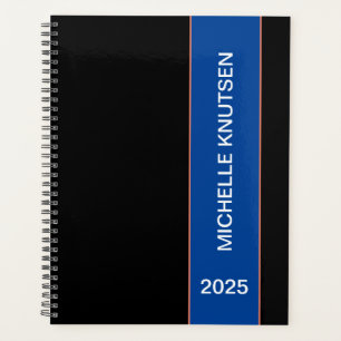 Simple Black and Blue Personalized  Planner 2025  