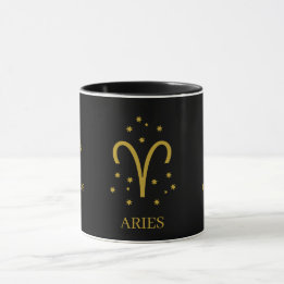 Simple Black and Gold Aries Zodiac Coffee Mug
