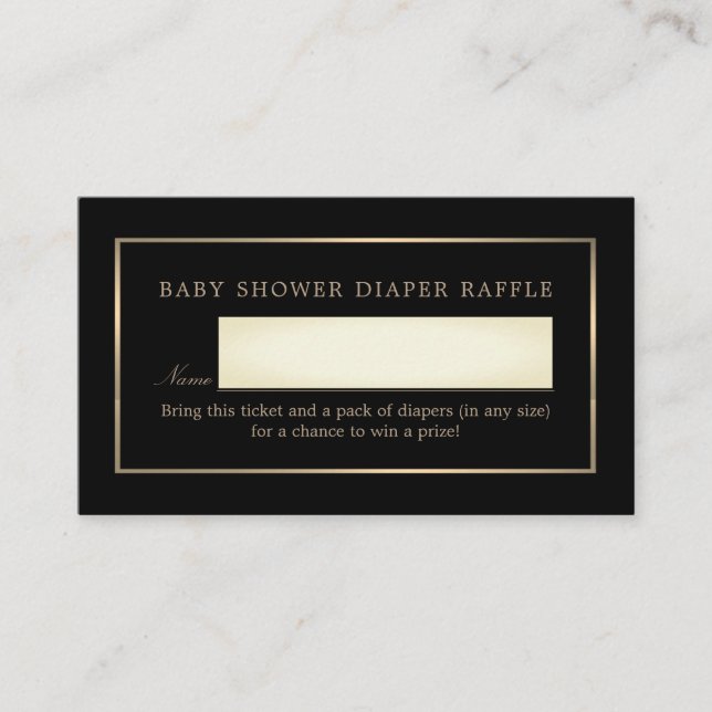 Simple Black and Gold, Diaper Raffle Ticket Enclosure Card (Front)