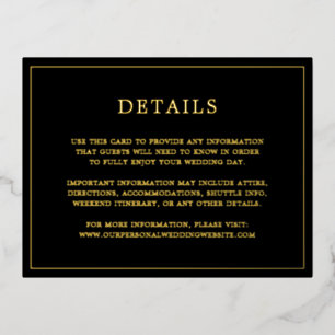 Simple Black and Gold Foil Wedding Enclosure Card