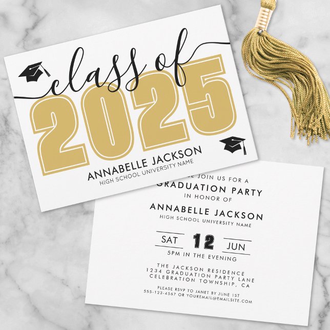 Simple Black And Gold Graduation Party Invitation (Simple Black And Gold Graduation Party Invitation)