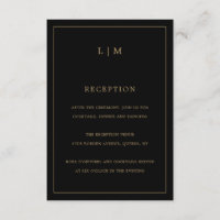 Simple Black and Gold Monogram Elegant Wedding