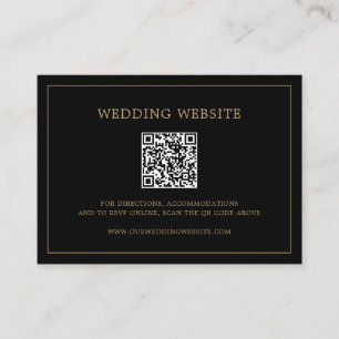 Simple Black and Gold Monogram Elegant Wedding Enclosure Card