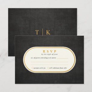 Simple Black and Gold RSVP Wedding Response Card