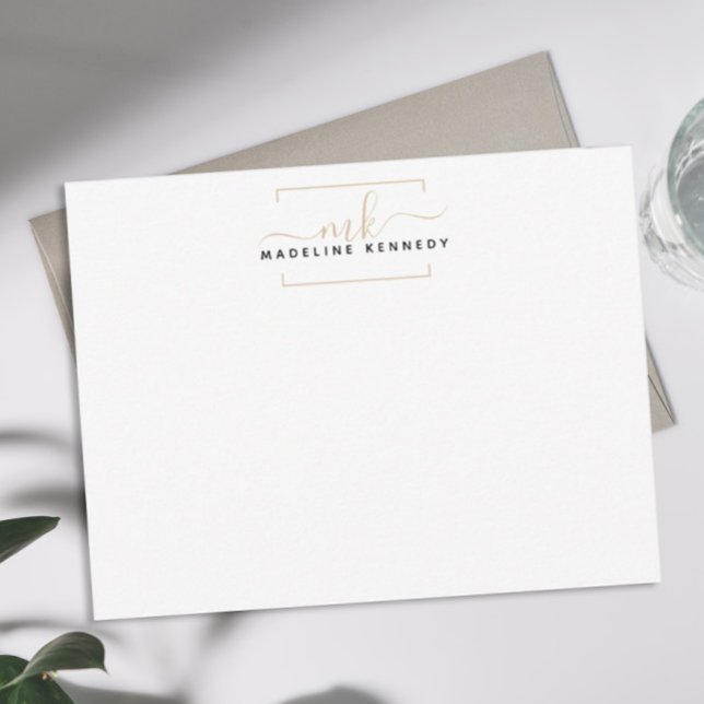 Simple Black and Gold Square Monogram Card (Creator Uploaded)