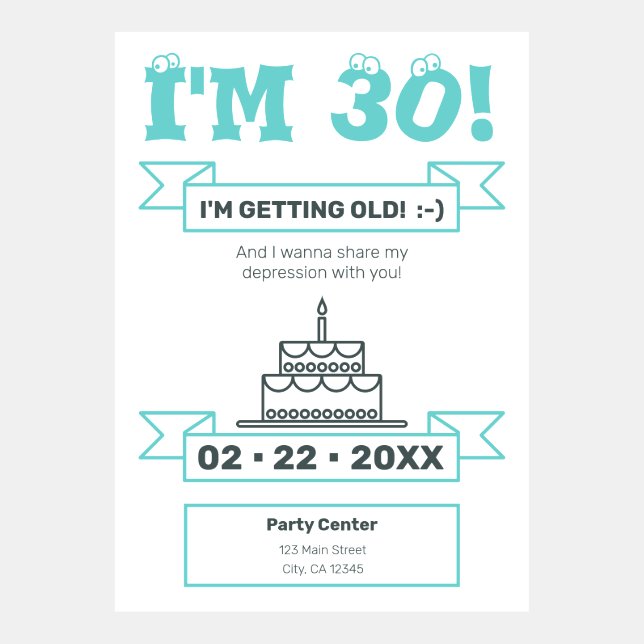 Simple Black and Green Linear 30th Birthday Invite (Front)