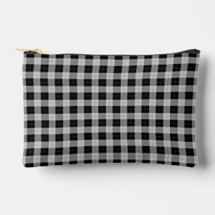 Simple Black and Grey Gingham Style Plaid Accessory Pouch