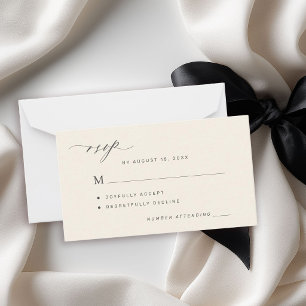 Simple black and ivory wedding RSVP Card