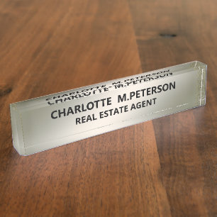 Simple Black And Silver Professional Nameplate