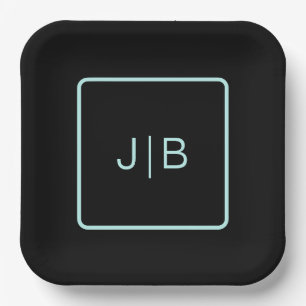 Simple black, and teal customizable  paper plate
