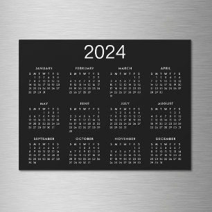 Simple Black And White 2021 Calendar Magnet