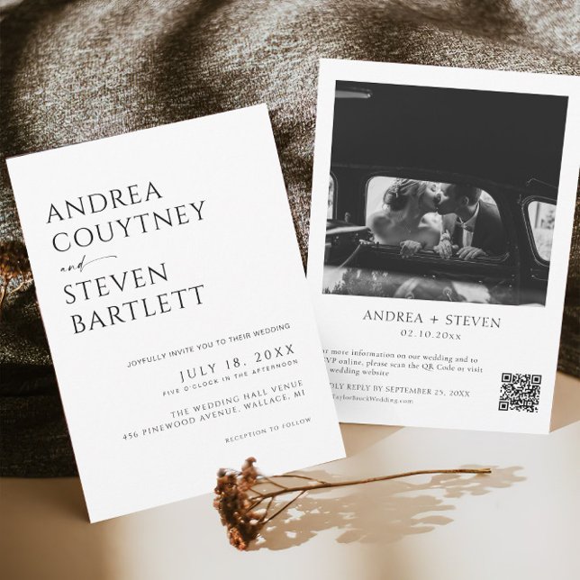 Simple Black and White All in One Wedding Invitation (Creator Uploaded)