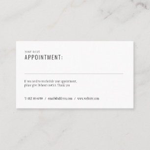 Simple Black and White Appointment Reminder Card