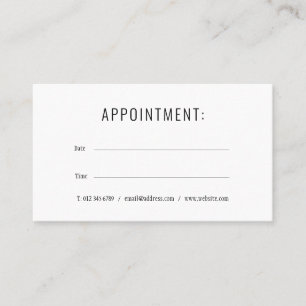 Simple Black and White Appointment Reminder Card