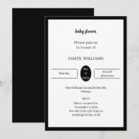 Simple Black And White Baby Shower Personalised