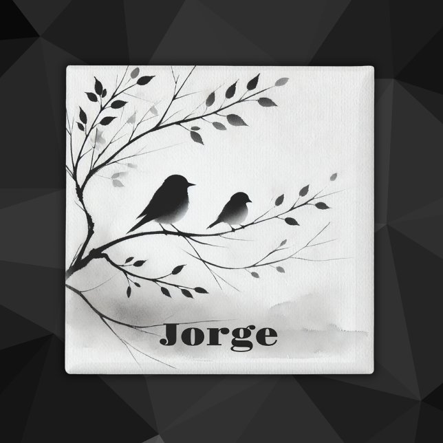 Simple Black and White Birds Perching in Trees |  Magnet (Creator Uploaded)