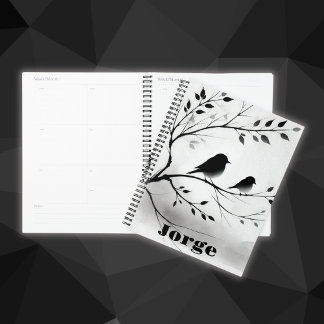 Simple Black and White Birds Perching in Trees | Planner