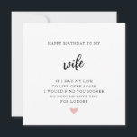 Simple Black and White Birthday Card For Wife<br><div class="desc">Express your love with our Simple Black and White Birthday Card for Wife. This elegant and minimalist design adds a personal touch to your wishes,  creating lasting impressions on her special day. A cherished keepsake that symbolizes the timeless love you share.</div>