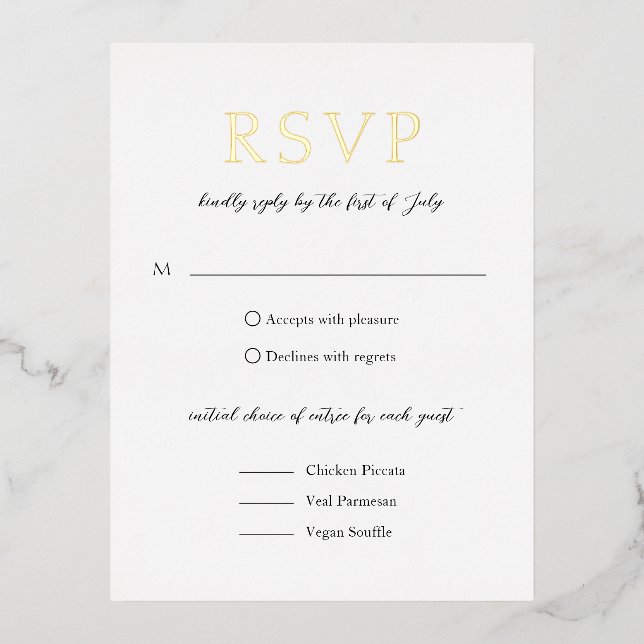 Simple Black and White Bold Modern Wedding Foil Invitation Postcard (Front)