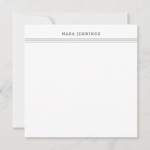 Simple Black and White Border Personal Stationery Card