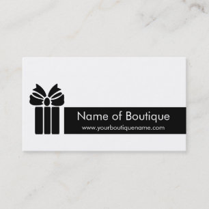 Simple Black and White Boutique With Box and Bow Business Card