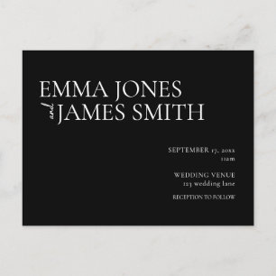 Simple Black and White Budget Wedding Invitation