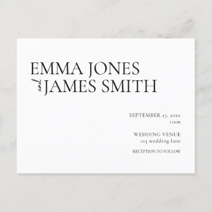 Simple Black and White Budget Wedding Invitation