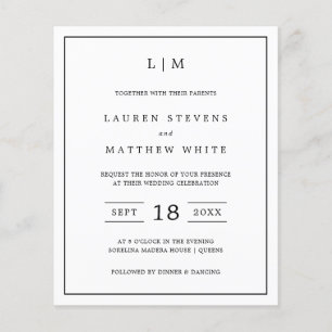 Simple Black and White Budget Wedding Invitation Flyer