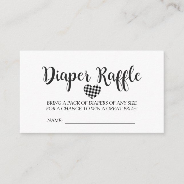 Simple Black and White Buffalo Plaid Baby Shower Enclosure Card (Front)