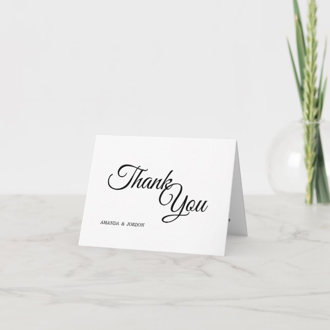 Simple Black and White Calligraphy Photo Thank You Card (Front)