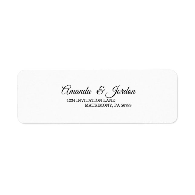 Simple Black and White Calligraphy Return Address (Front)