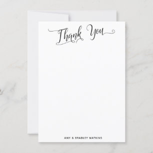 Simple Black and White Calligraphy Thank You Card