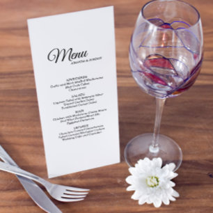 Simple Black and White Calligraphy Wedding Menu