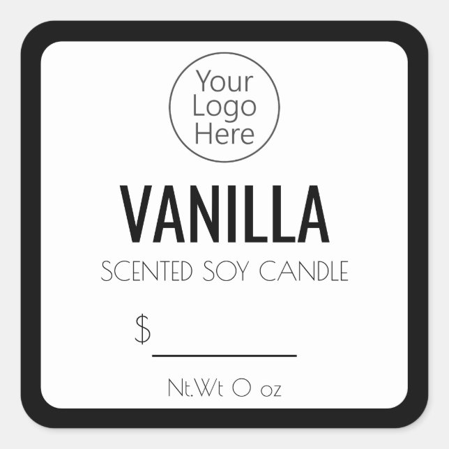 Simple Black And White Candle Product Labels (Front)