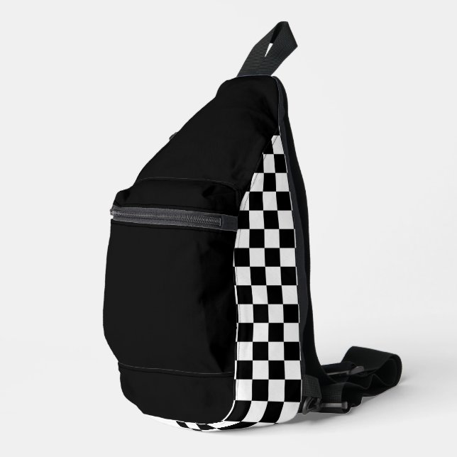 Simple Black and White Chequerboard  Sling Bag (Right Corner)