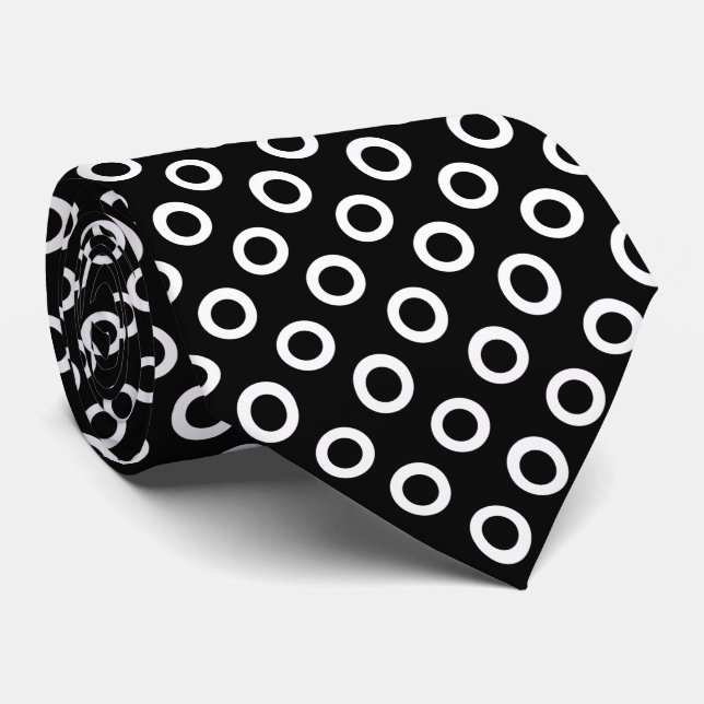 Simple Black and White Circles Pattern Men's Tie (Rolled)