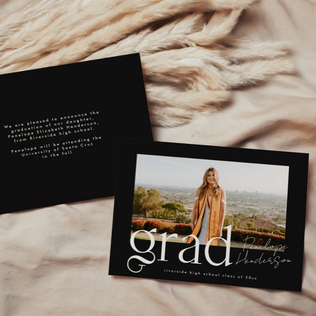 Simple Black and White Class of 2025 Graduation Announcement (Creator Uploaded)